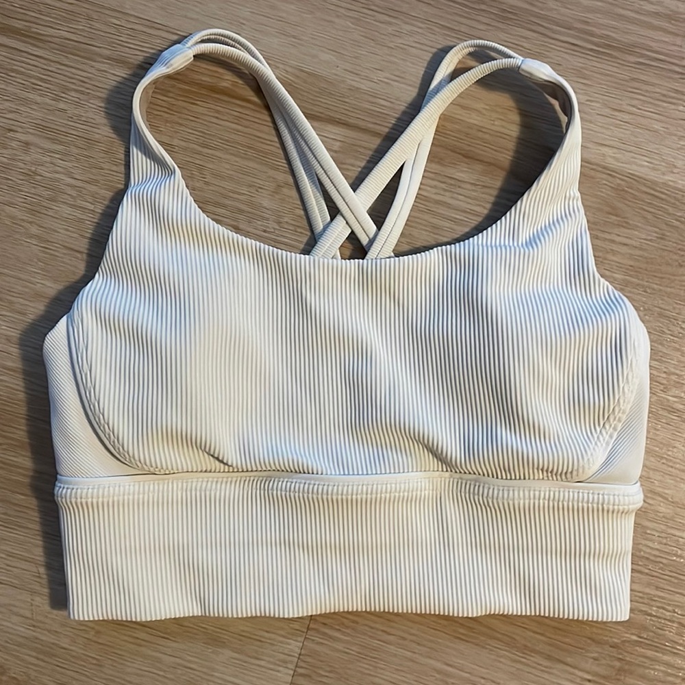 Lululemon Energy Bra *Long Line Ribbed White